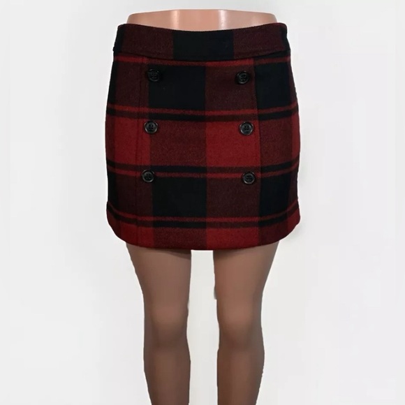 2000's Gap Red Black Wool Blend Plaid Mini Skirt Size 4 EUC - Picture 4 of 14